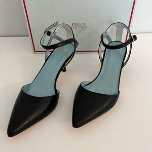 Frances Valentine Alice Black Snakeskin Printed Leather Women's Heel